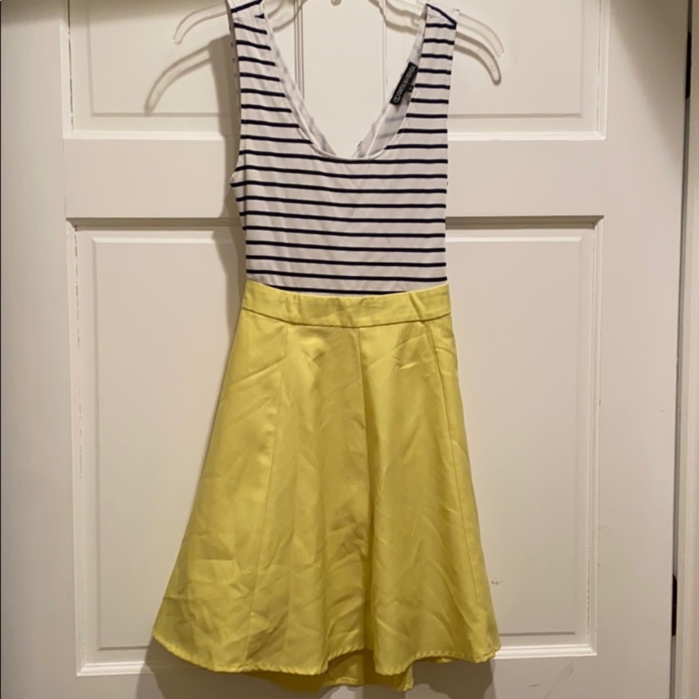 Omega Wanshida- Striped yellow cocktail dress